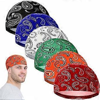 Kølende Skull Cap hjelmforing, åndbar svedtransporterende hue med paisley-print, unisex elastisk cykelløbehue, 6 stk.