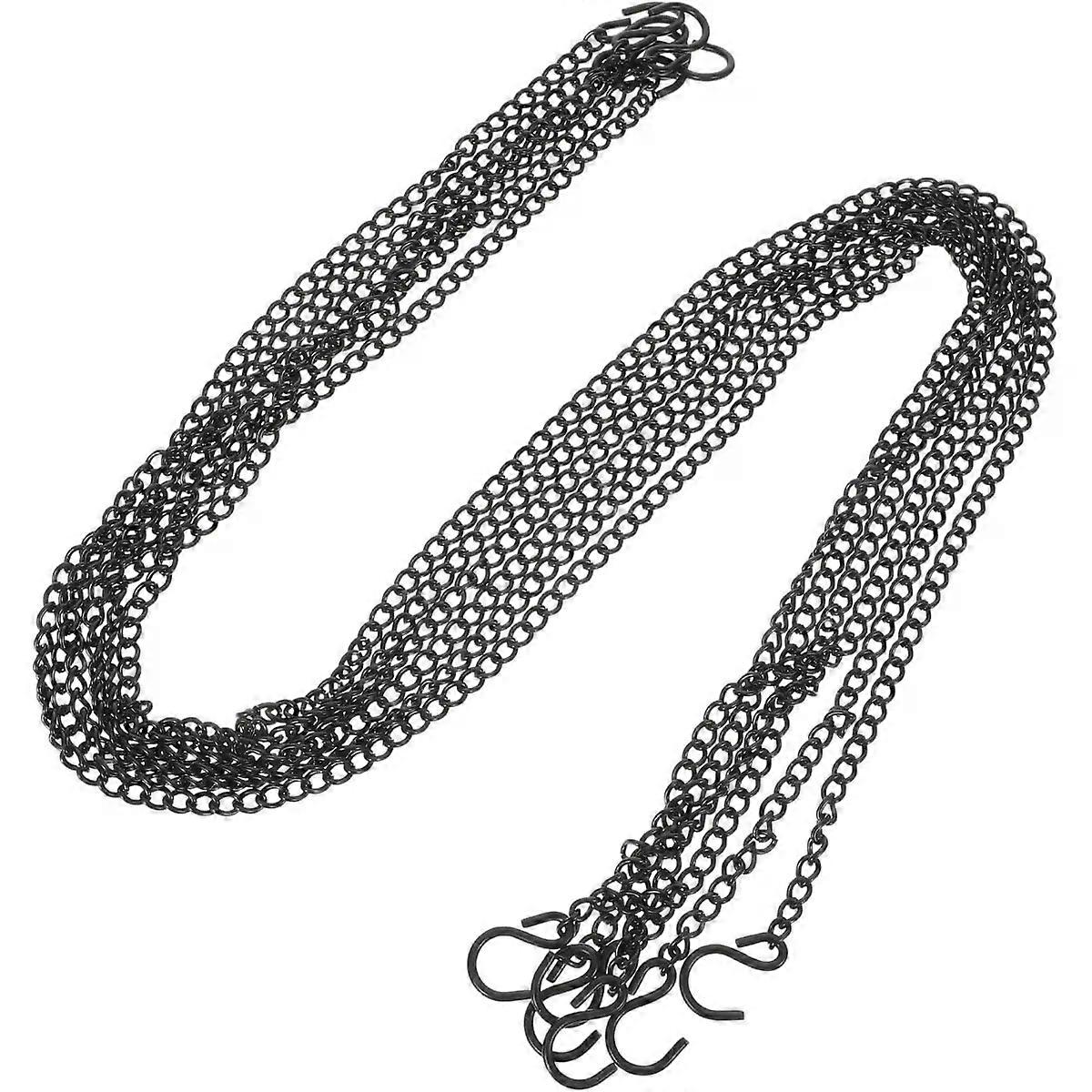 6Pcs Hanging Chain with Hooks Black Iron Adjustable Length