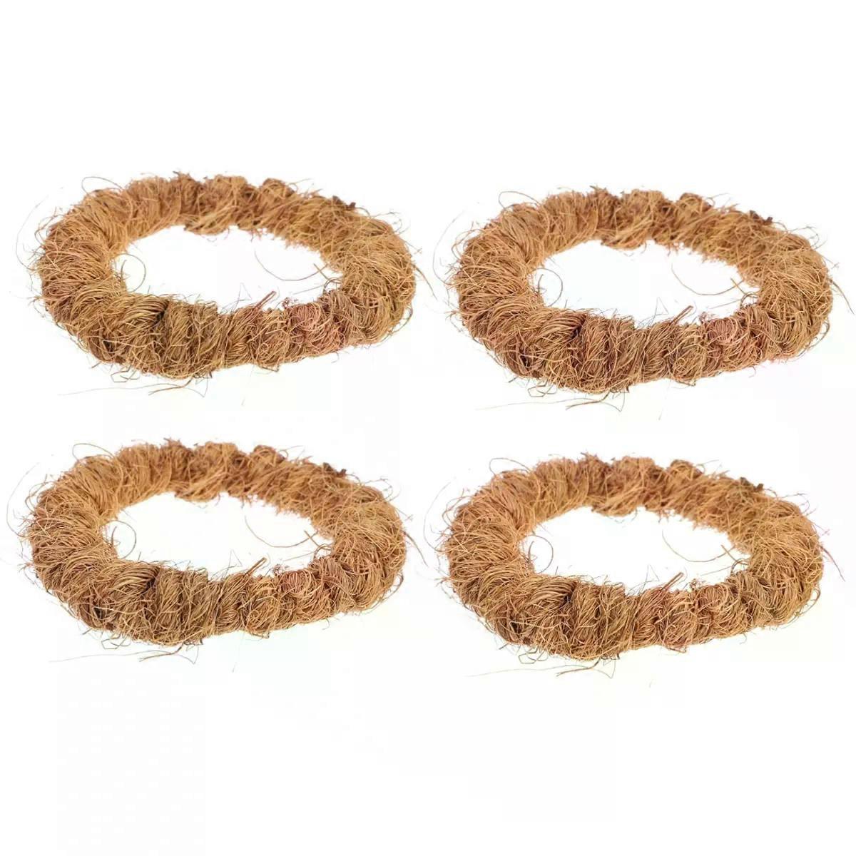 Fiber Coasters 4pcs Brown Circle Heat Insulation