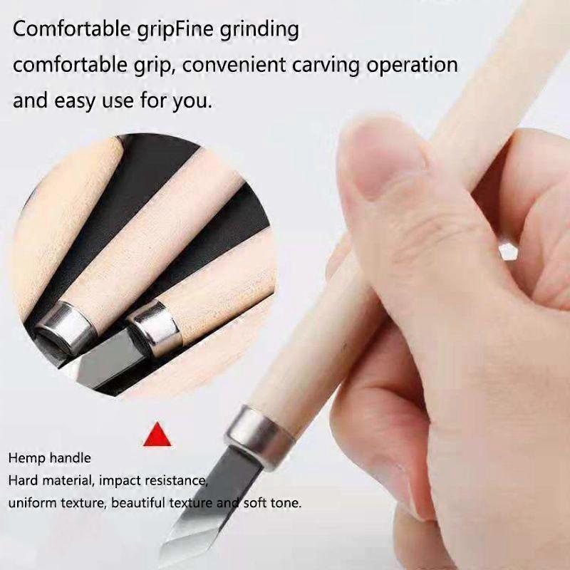 12Pcs Wood Carving Chisels Set For Basic Cutting & Detailed Woodworking Diy Hand Tools Gouges Knife Kit