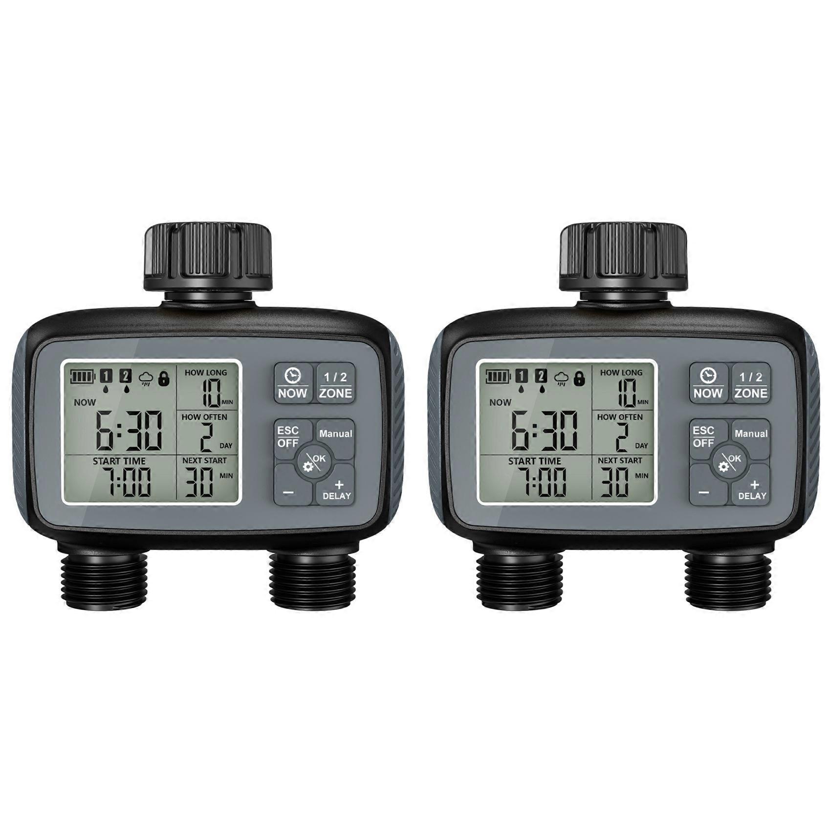 2X Sprinkler Timer 2 Zone Programmable Water Timer for Garden Hose Automatic Irrigation System for Yard Lawn
