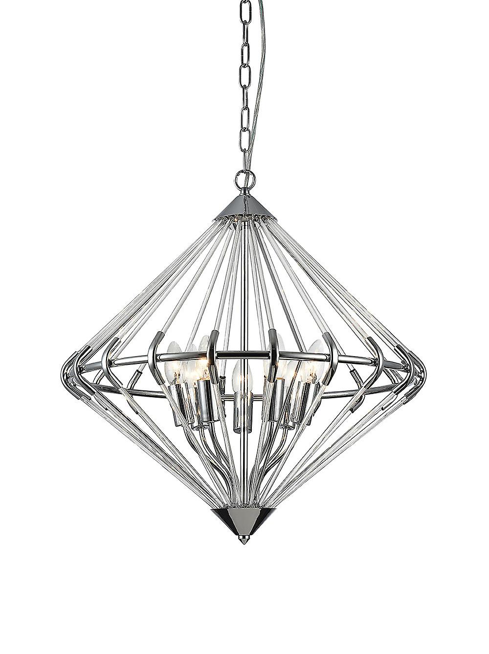Impex Gerda 7 Light Chrome Ceiling Fitting Wire Frame Pendant Ceiling Light