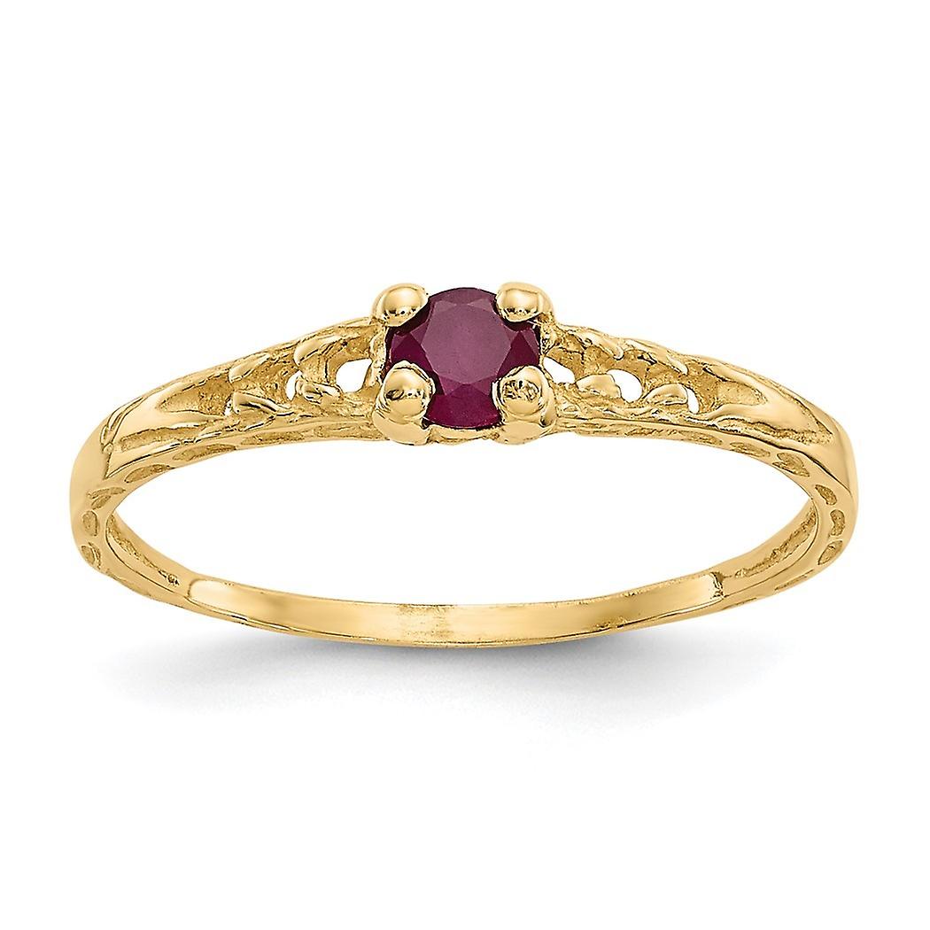 10k Solid Gold 3mm Ruby Ring Size 3.00-Ring - .6 Grams