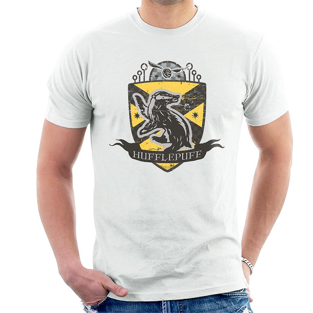 Harry Potter Hufflepuff Quidditch Distressed Shield Men's T-Shirt