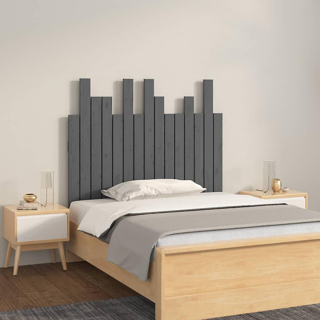Wall Headboard Grey 95.5x3x80 cm Solid Pine Wood