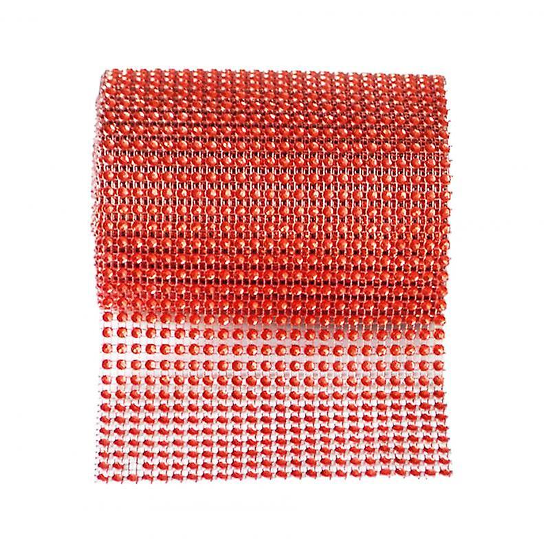 5 Yard 24 Rows Rhinestone Ribbon Trim Net Drill Mesh Wrap DIY Craft Red