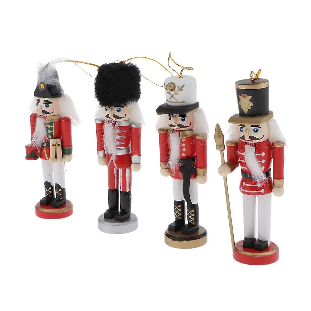 4x Nutcrackers Puppet Figures Doll 12cm Handcraft Home Decorative Holidays