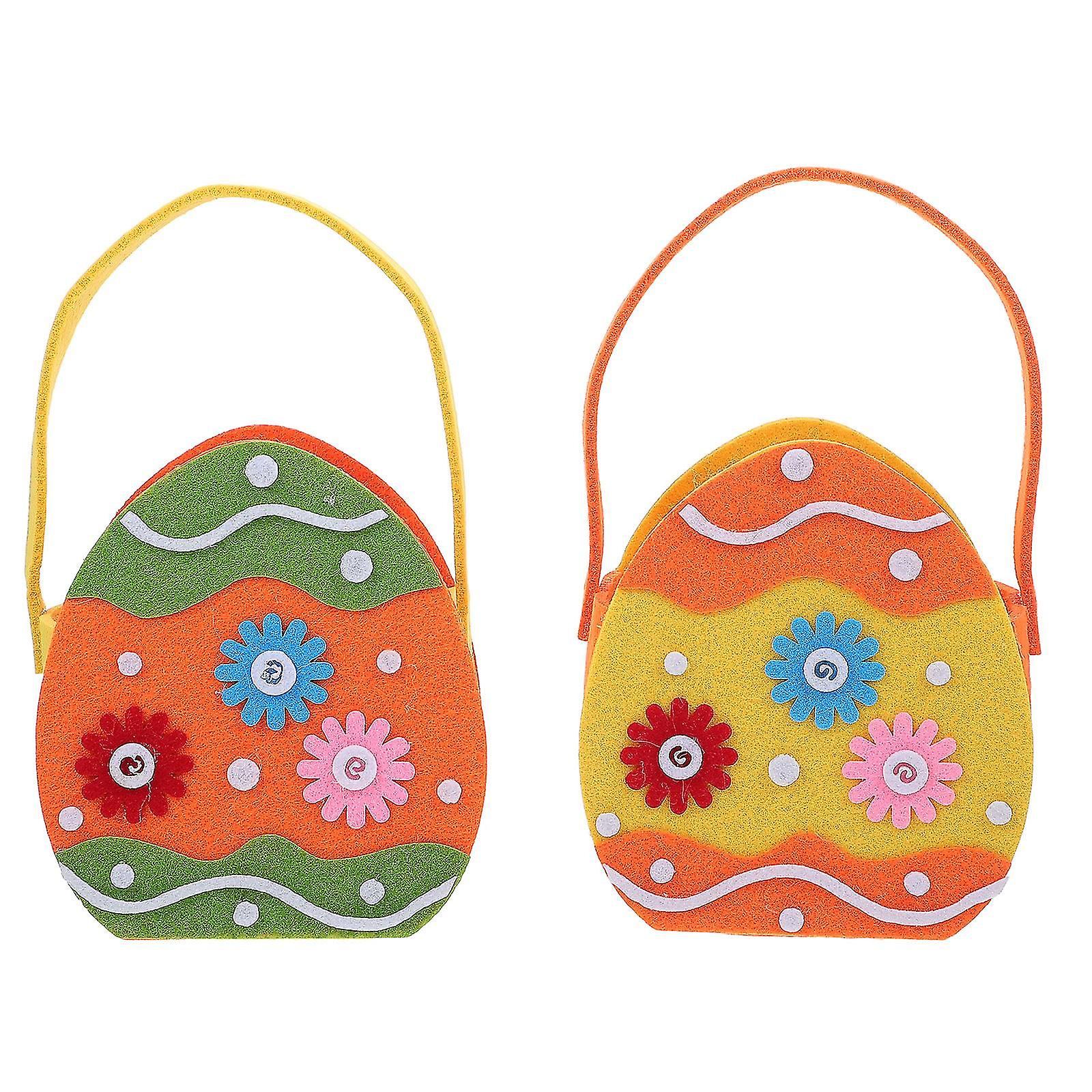 2pcs Cartoon Easter Egg Storage Pouches Portable Easter Candy Bags Gift Bags