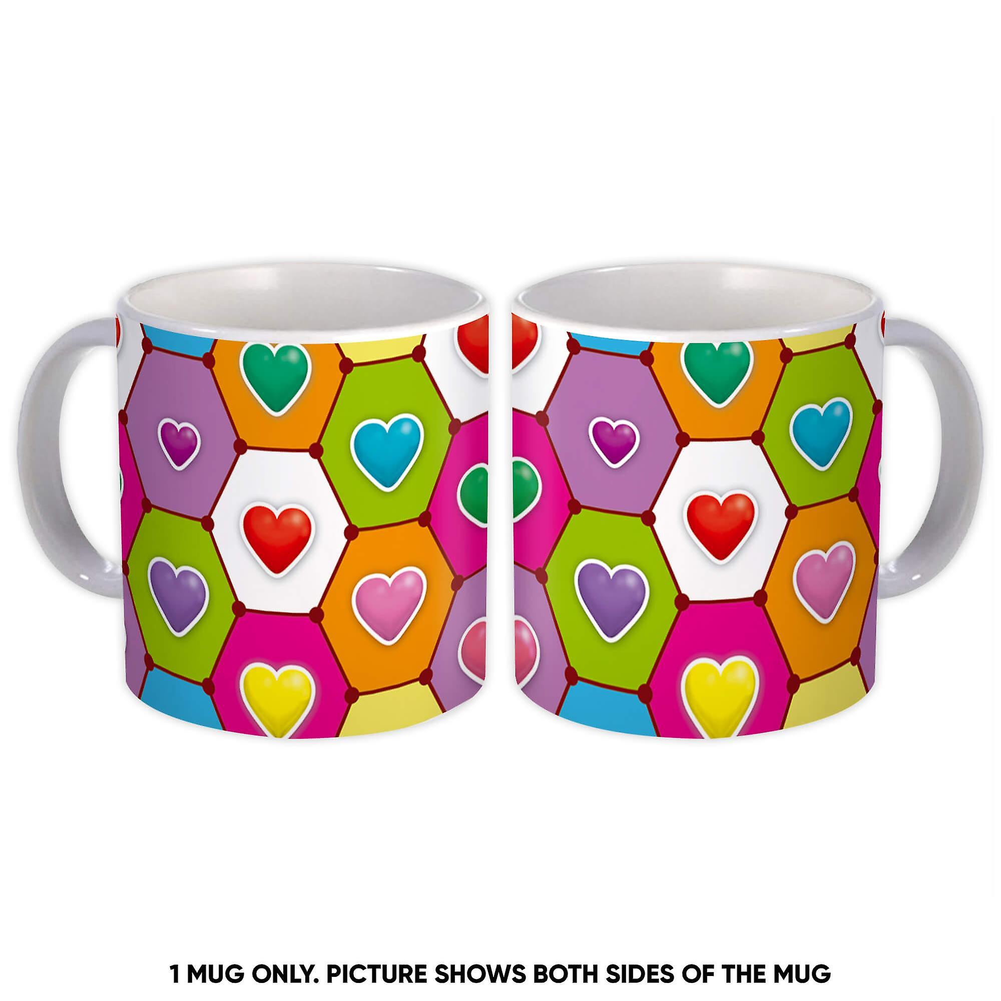 Geschenkbecher: Hearts Hexagons Lovely