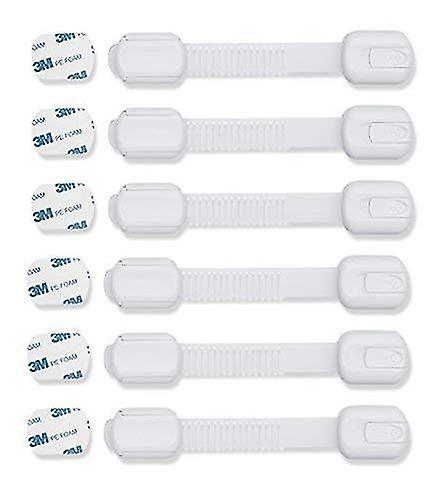 Child Proof Safety Locks - Baby Proofing Cabinet Lock With 6 Extra 3m Adhesives - Adjustable Strap L