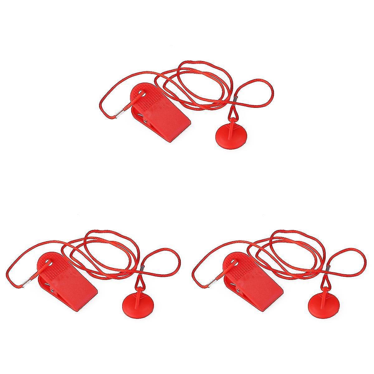 3pcs Replacement Magnetic Treadmill Running Machine Safety Key Security Switch - 2.3cm Diameter (red