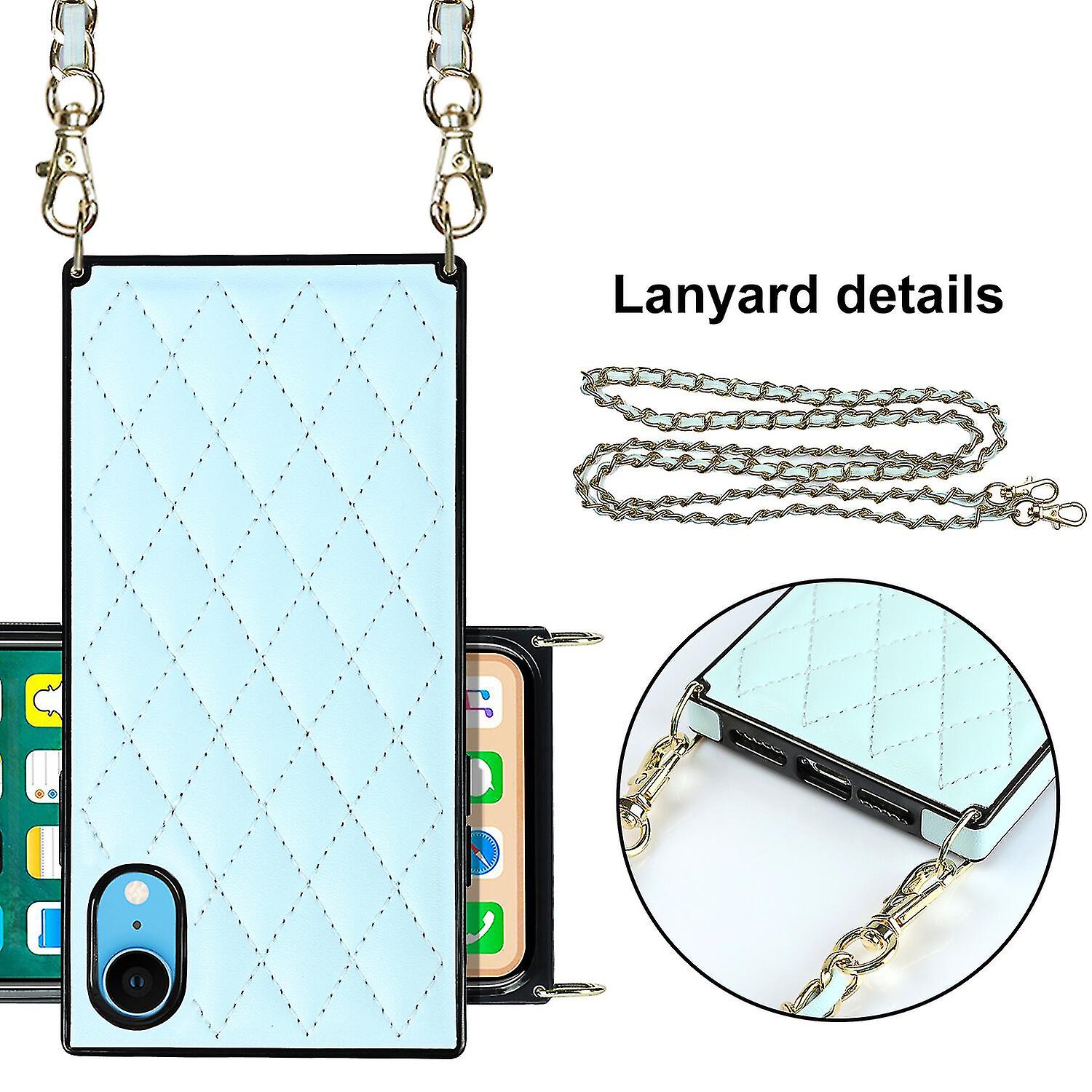 For Iphone Xr Case With Lanyard Chain Pu Leather, Durable