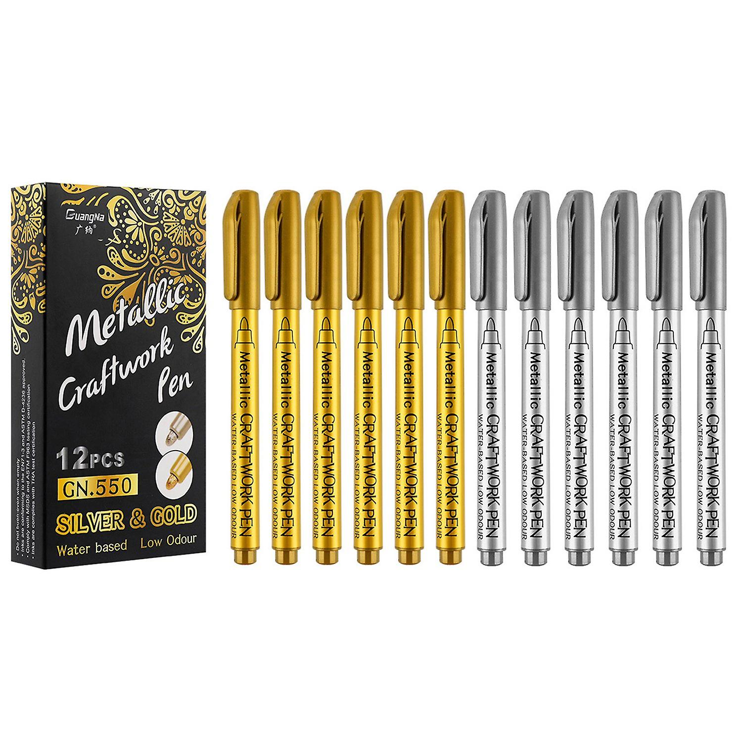 12Pcs/Set Signature Pen Water-based Hard to Fade Good Gloss Write Smoothly Waterproof Fiber Nib Writ