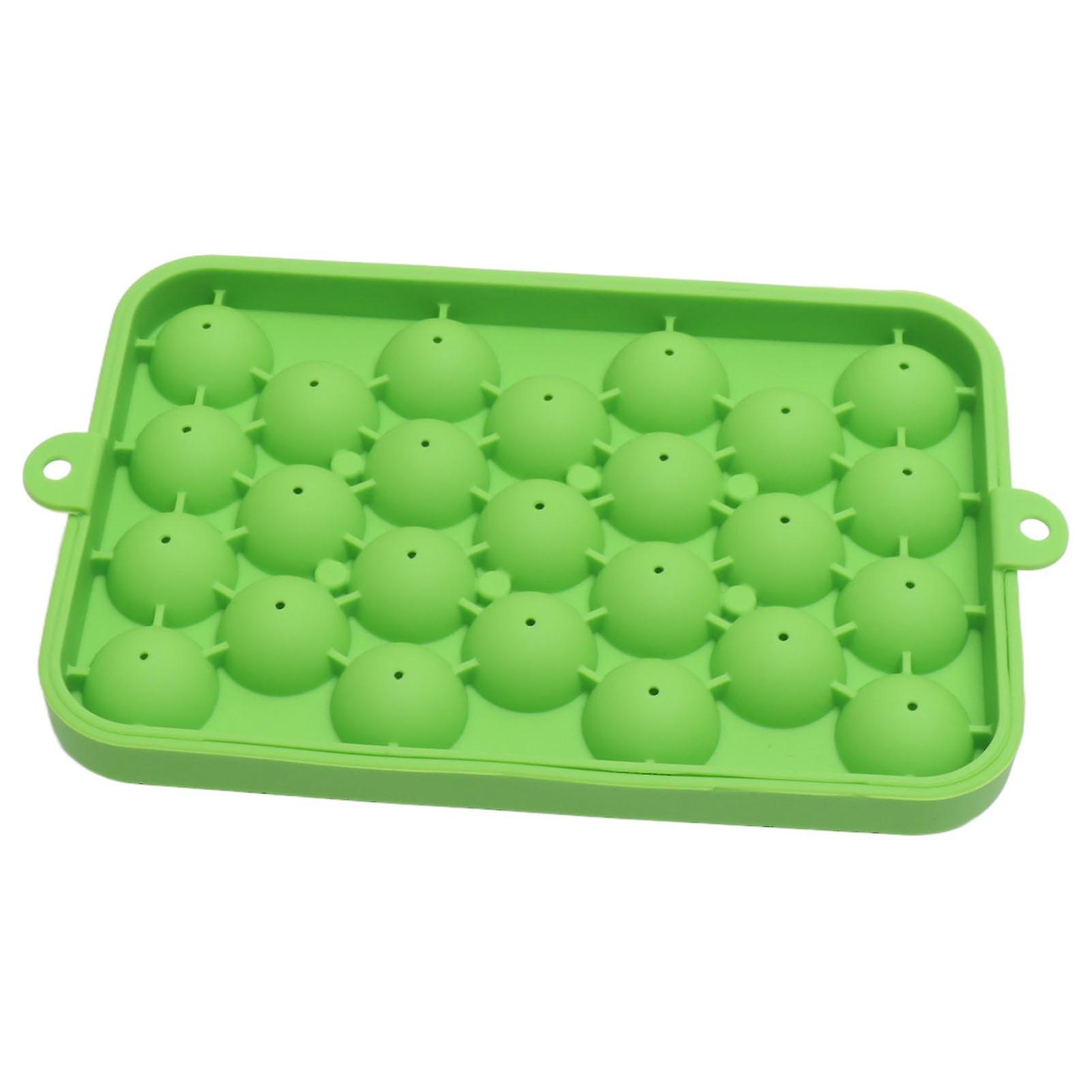 25 Grid Ice Cube Tray Easy Release Silicone Ice Ball Maker Mold Mini Round Ice Sphere Tray with Lid for Frozen Cocktails and Drinks(绿色)