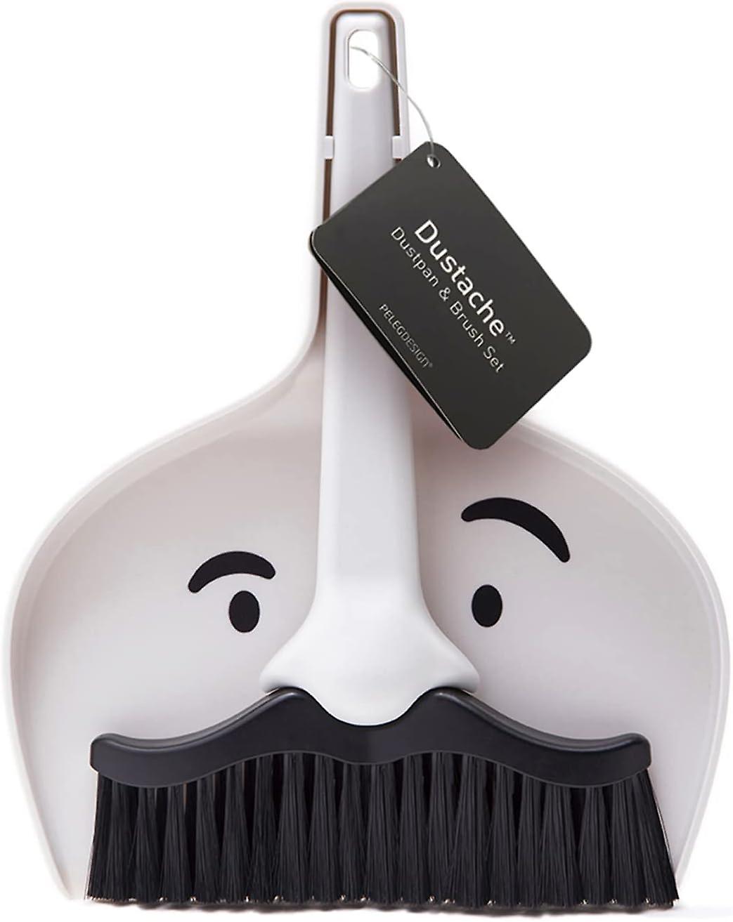 Small Dustpan and Brush Set, Mini Broom and Dustpan Set, Mustache Design, Small Broom and Dustpan Set