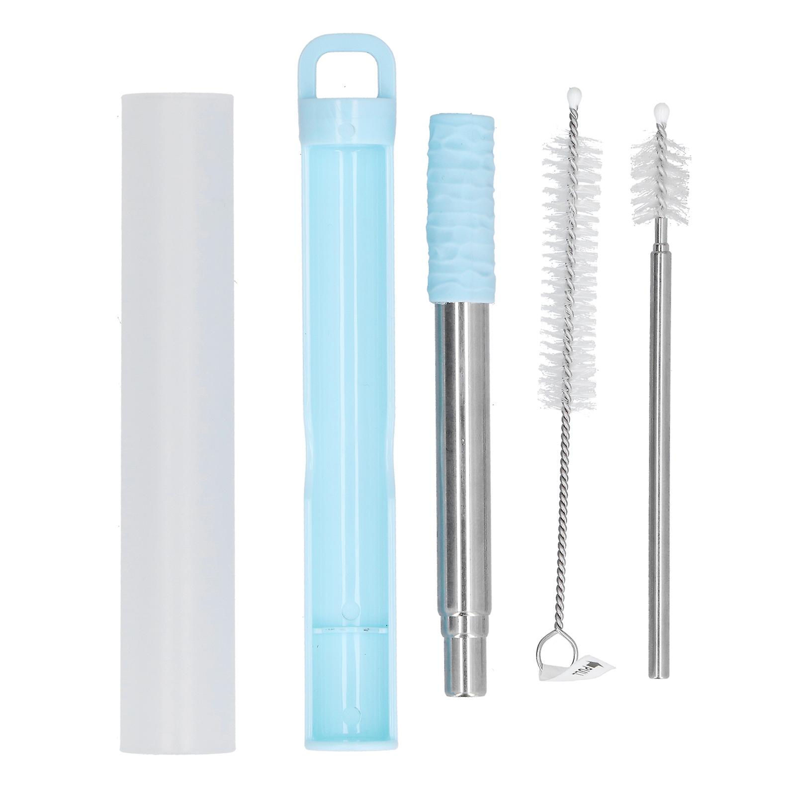 304 Stainless Steel Collapsible Straw Portable Foldable Drinking Straw Durable and Light for Coffee and DrinksBlue