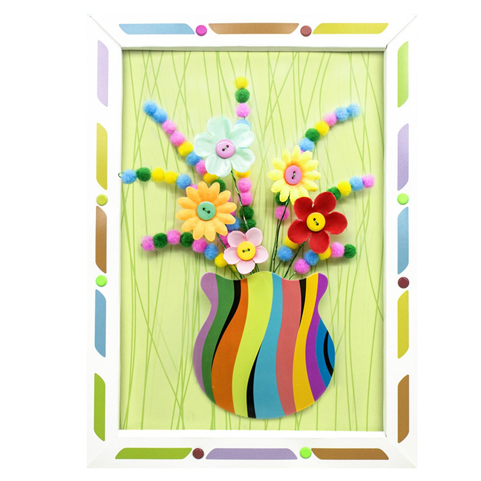 Flower Arrangement Toy Set for Kids Paper/Fabric Flower DIY Craft with Frame Kits Learning Aesthetic