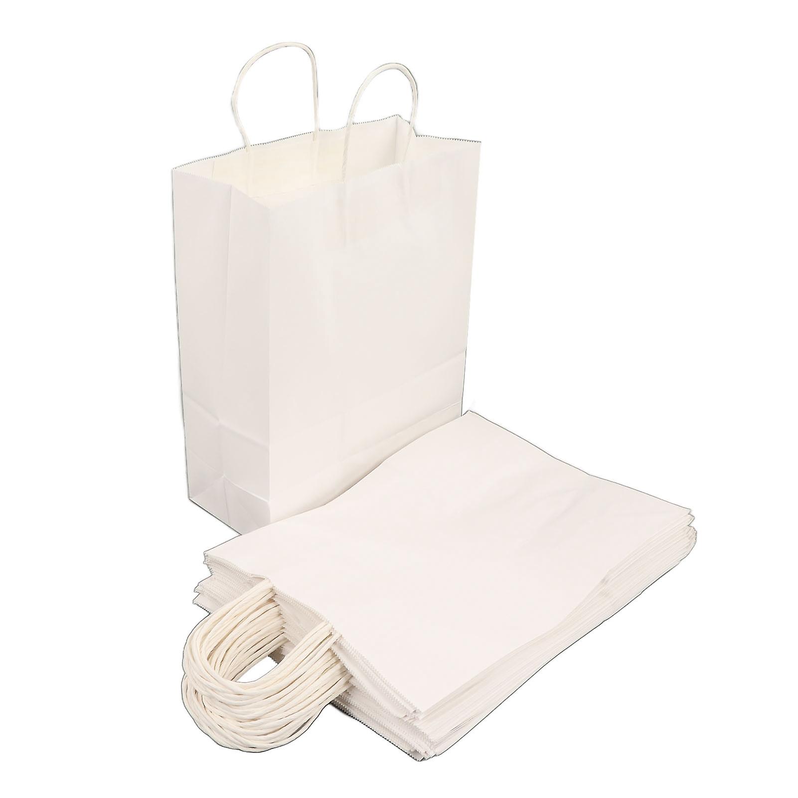 50Pcs άσπρες τσάντες Kraft με λαβές μικρό tote δώρου χειροτεχνίας αγορών για τις μπομπονιέρες πάρτι μπουτίκ