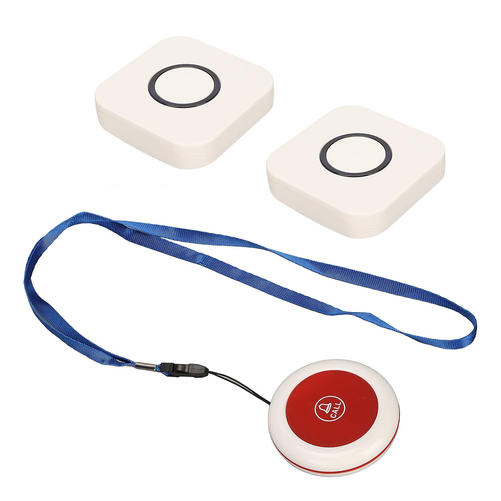 Wireless Caregiver Pager 2 for 1 Long Distance Transmission 4 Level Volume SOS Call Button for Elderly Patient 100?240V EU Plug