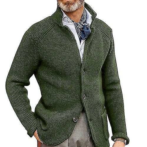 Herren Casual Langarm Schal Kragen Knöpfe Down Knöpfe Cardigan Pullover