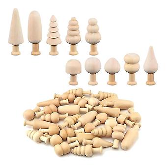 40 Pieces Unfinished Wooden Tree, Natural Mini Wooden Tree For Arts And Crafts Projects Decoration, Diy Paint Color