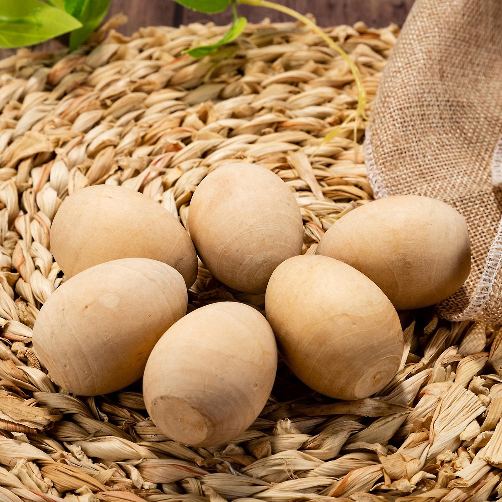 10Pcs Wooden simulation diy graffiti Easter eggs hand-painted eggs children's paint