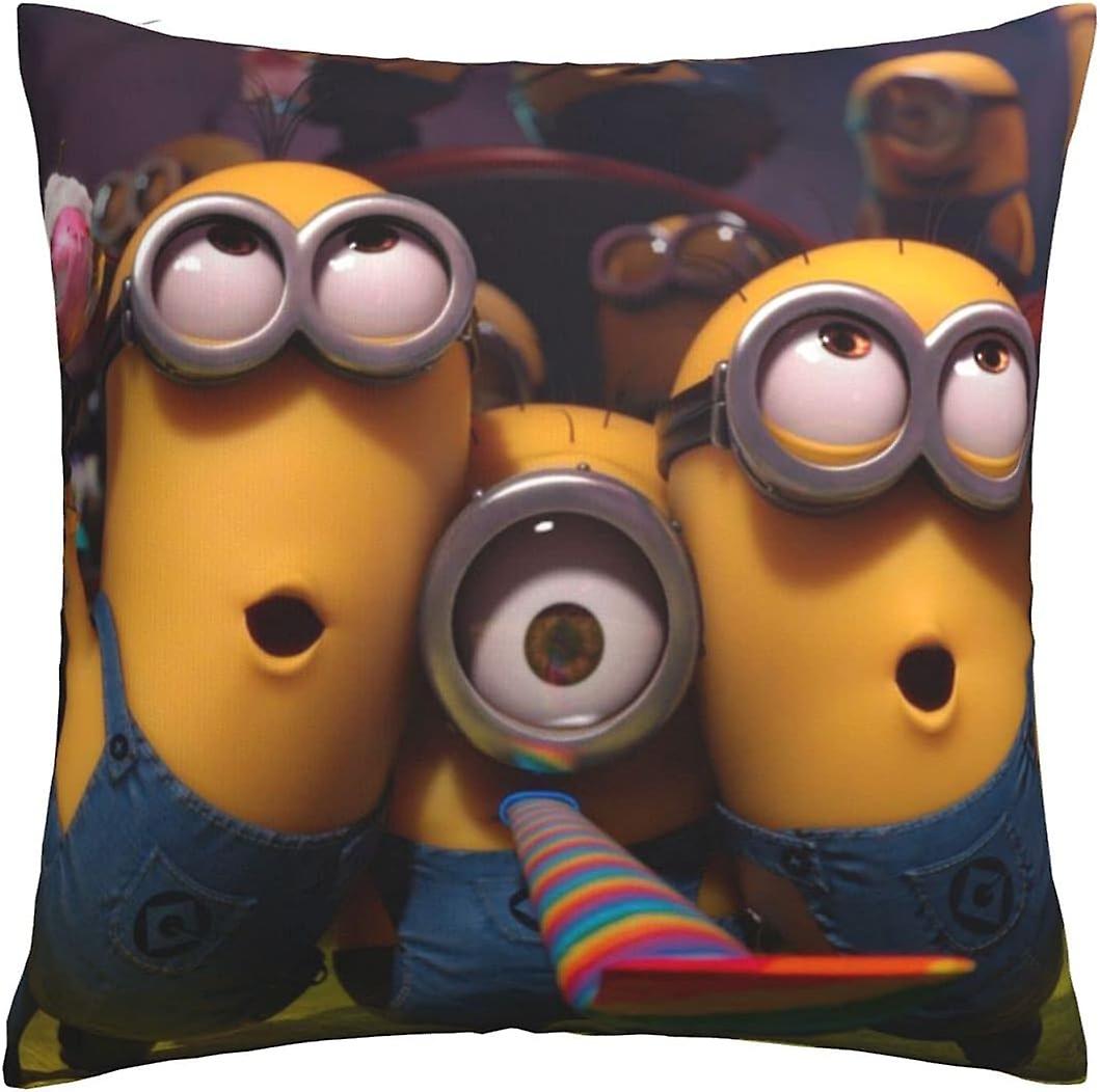 柔らかく快適なミニオンズクッションカバー装飾的な正方形のスロー枕カバーソファ車の枕カバー屋外の装飾ホームベッドの装飾45cm x 45cm、ダブル