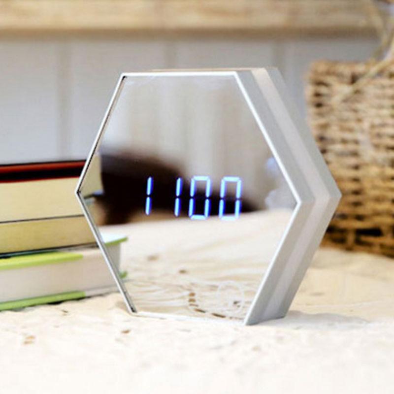 Multifunctional Night Light Stepless Dimming Time Temperature Display Makeup Mirror