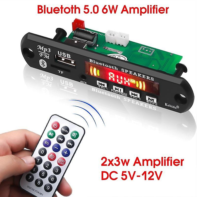 5V 12V 6W Amplifier MP3 Decoder Board Wireless Bluetooth MP3 Player Car FM AUX Radio Module Audio Handsfree Call Recording Car Accessories