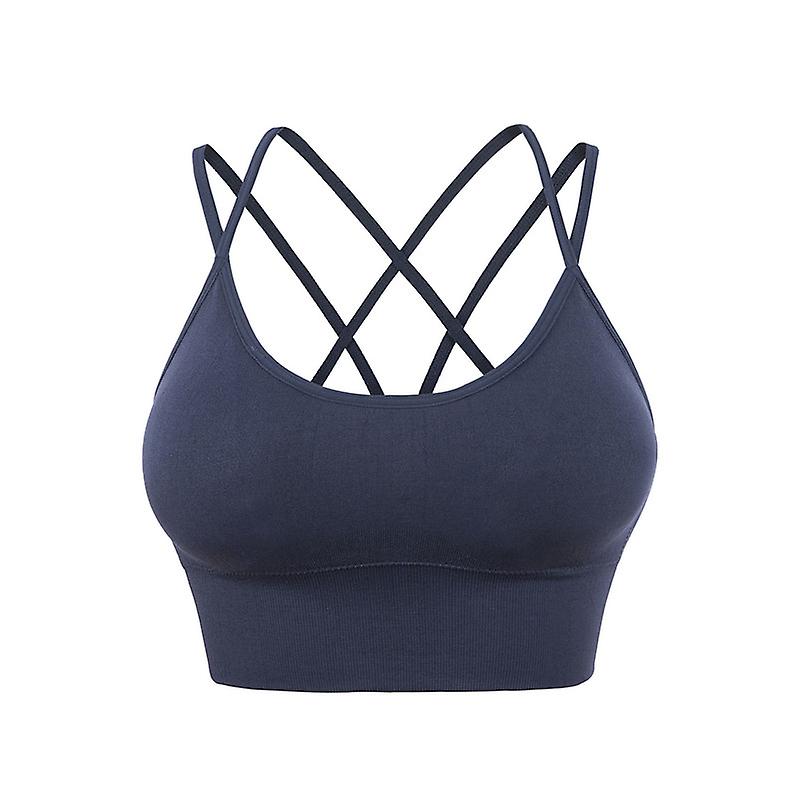 Women's Cross Back Sports Bra Padded Strappy Medium Support Yoga Bra for Workout Fitness A