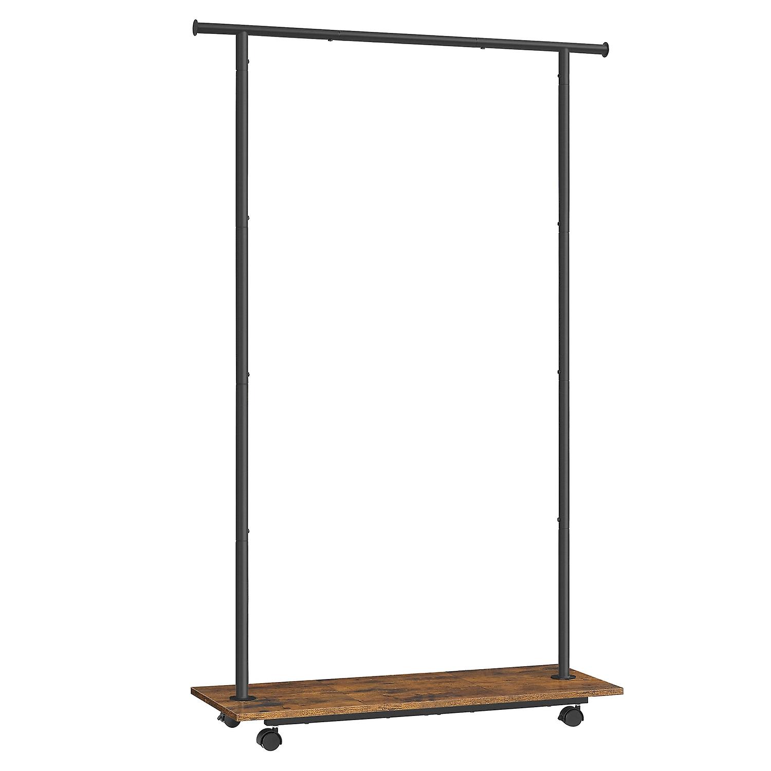 Spacious clothes rack with wheels, shelf and capacity of 30 kg