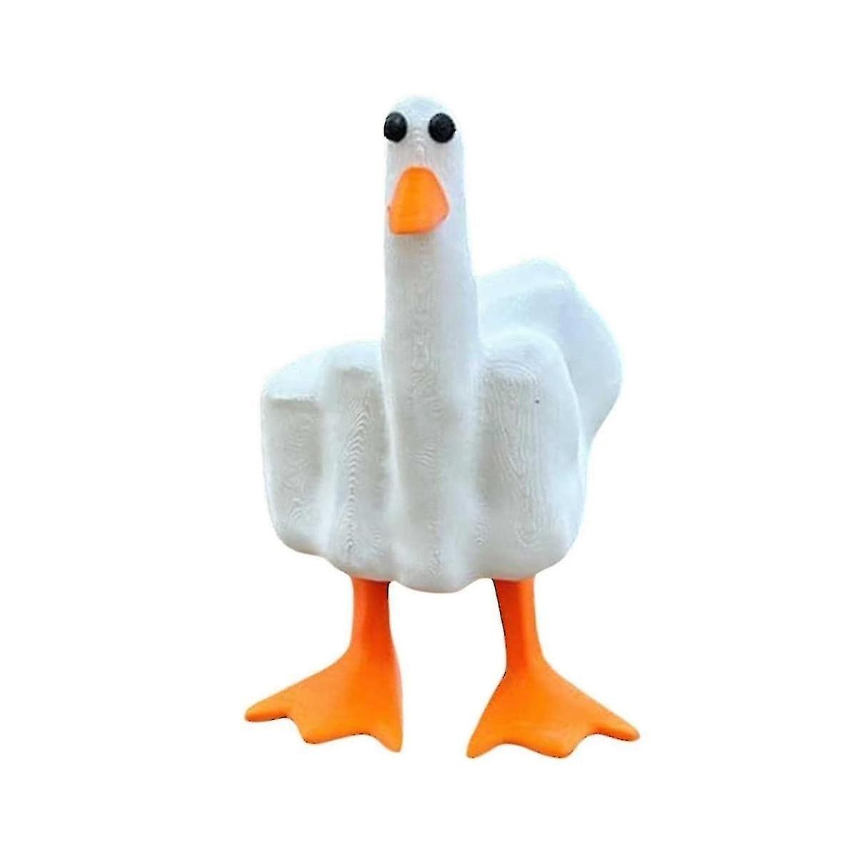 Funny Little Duck Figurine Ornament Decor,cute Middle Finger Duck Resin Garden Statue,little Duck Re