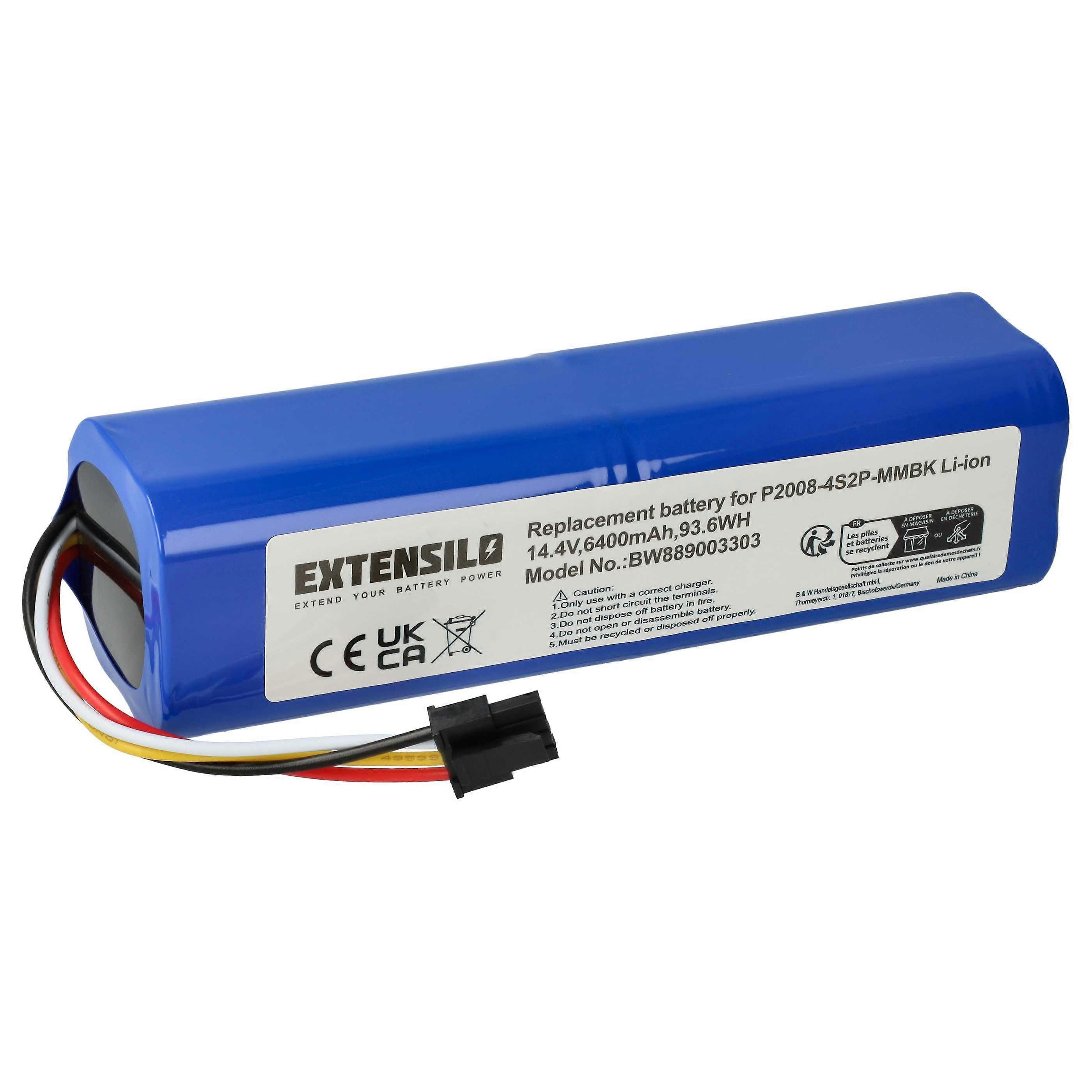 EXTENSILO Akku kompatibel mit Xiaomi Roborock S8 S852-00, S8 Pro Ultra, S8 S802-00, S8 Pro Ultra S8PU52-00 Saugroboter (6400 mAh, 14,4 V, Li-Ion)