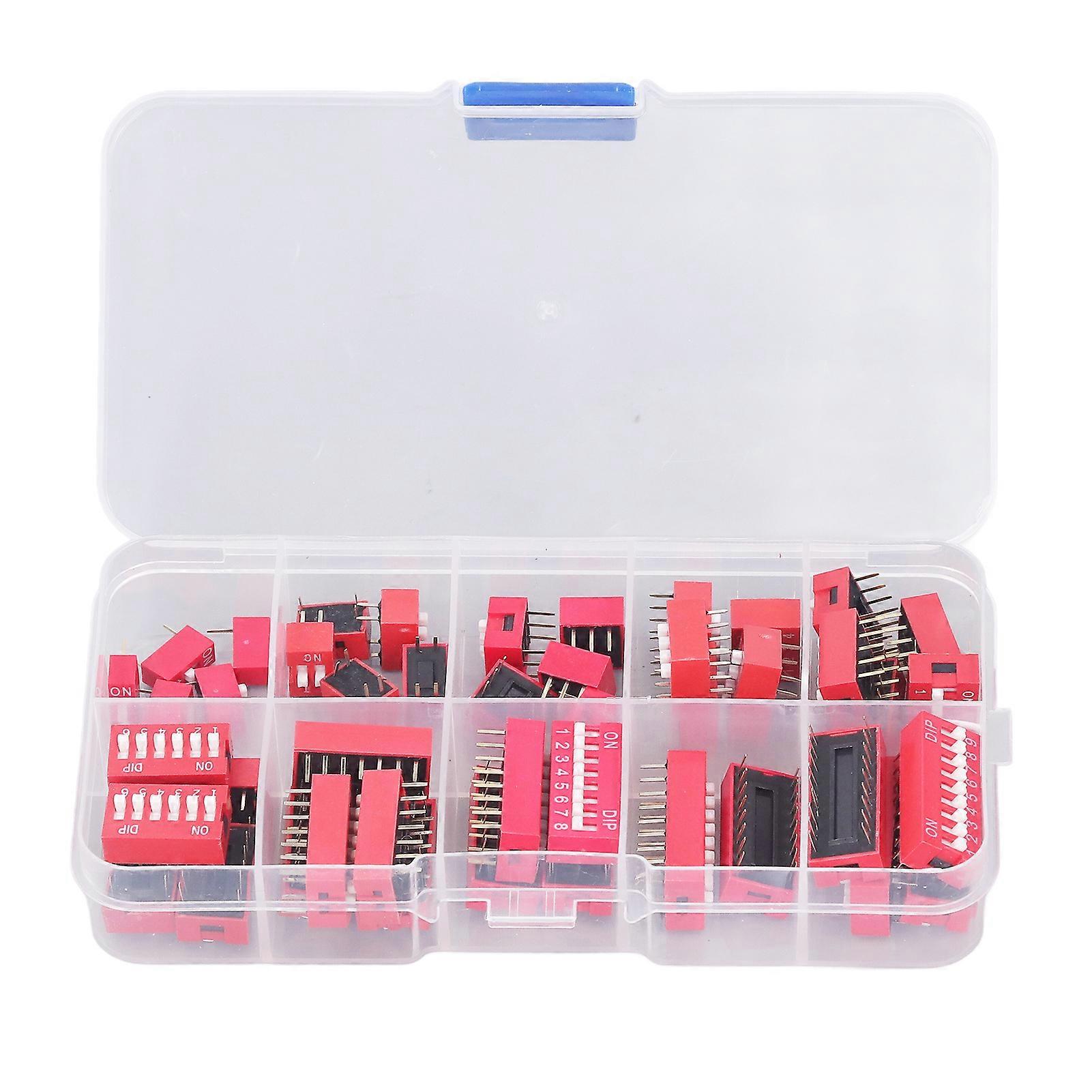 45pcs Dip Switch Assorted Kit On Off Toggle 2.54mm Range 1 2 3 4 5 6 7 8 9p For Circuit Breadboards