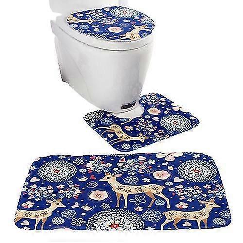 Full Set Of Bathroom Carpet, 3 Sets Of Soft Toilet Mat, Dolphin Conch, Small Deer Carpet, 3 Sets Of Toilet Mat