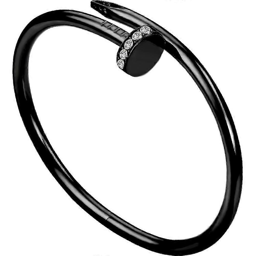 Pulseira de Cabeça de Prego em Aço Inox, Cabeça e Cauda com Diamantes