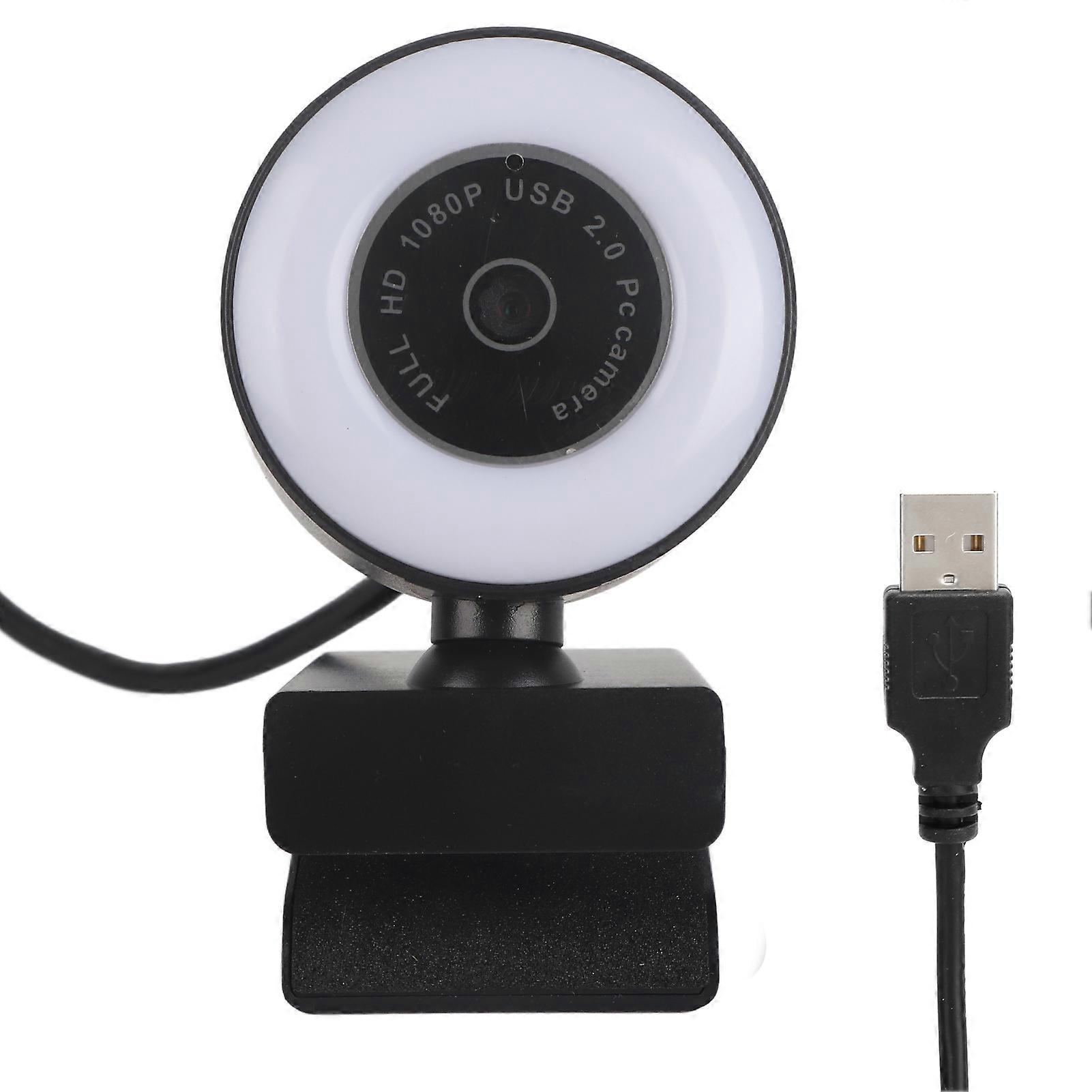 Webcam with Light Built in Microphone for Live Streaming Video Computer Supplies 1080P