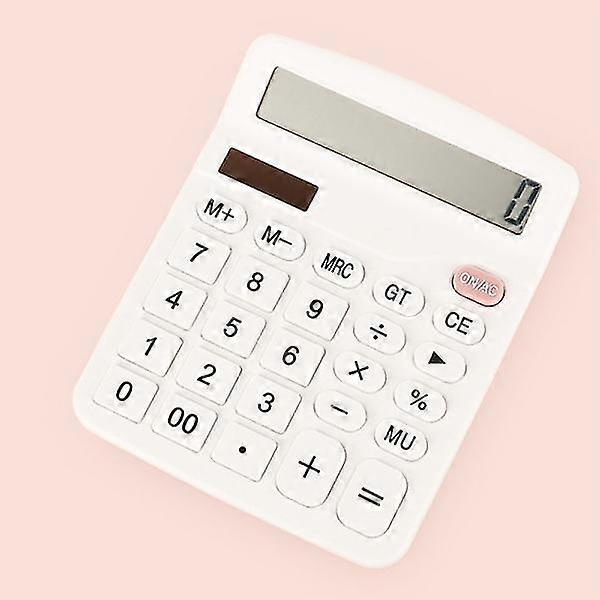 12 Digits Electronic Calculator Solar Calculator Dual Power Des White One Size,2024 Ping