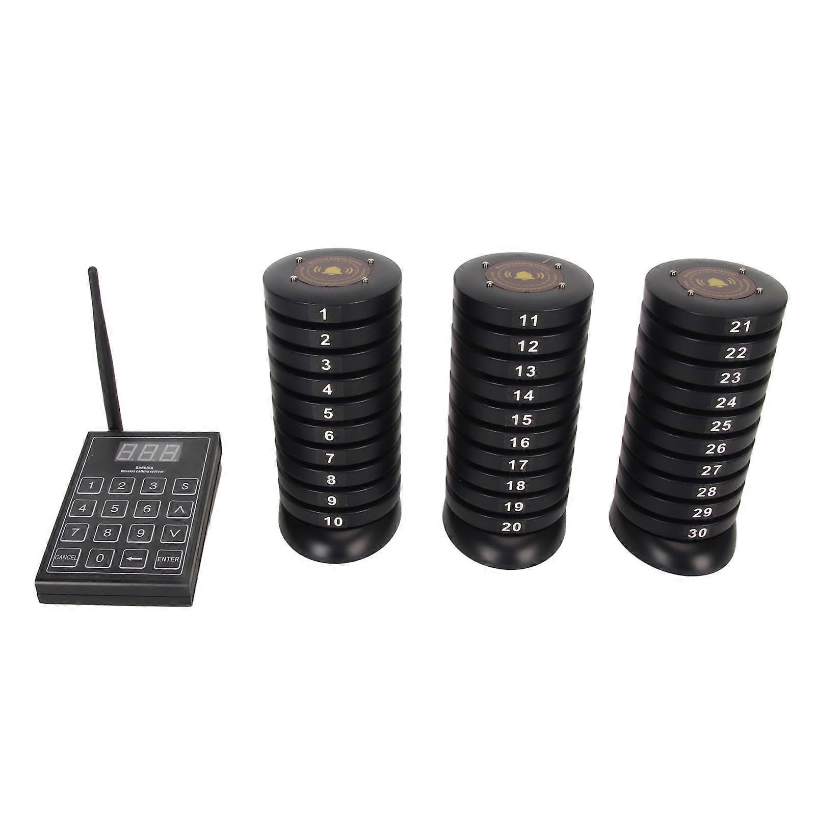 Customers Pager System 30 Buttons 3280ft Distance Rechargeable Wireless Calling System for Restaurant Bar Cafe 100V240V UK Plug