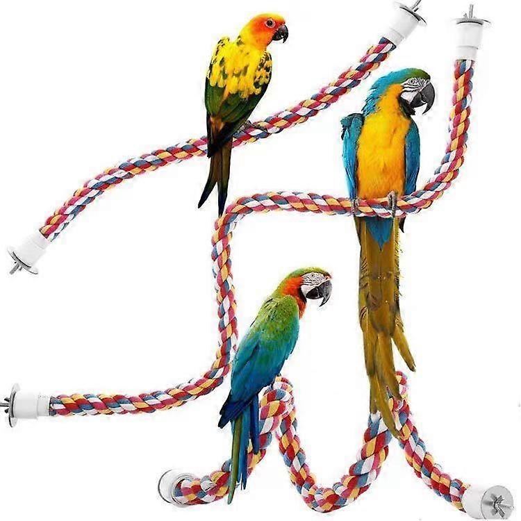 Safe Non-toxic Bird Toys 2pcs Parrot Bite Cotton String Climbing Rope Rotating Ladder Stand Stick