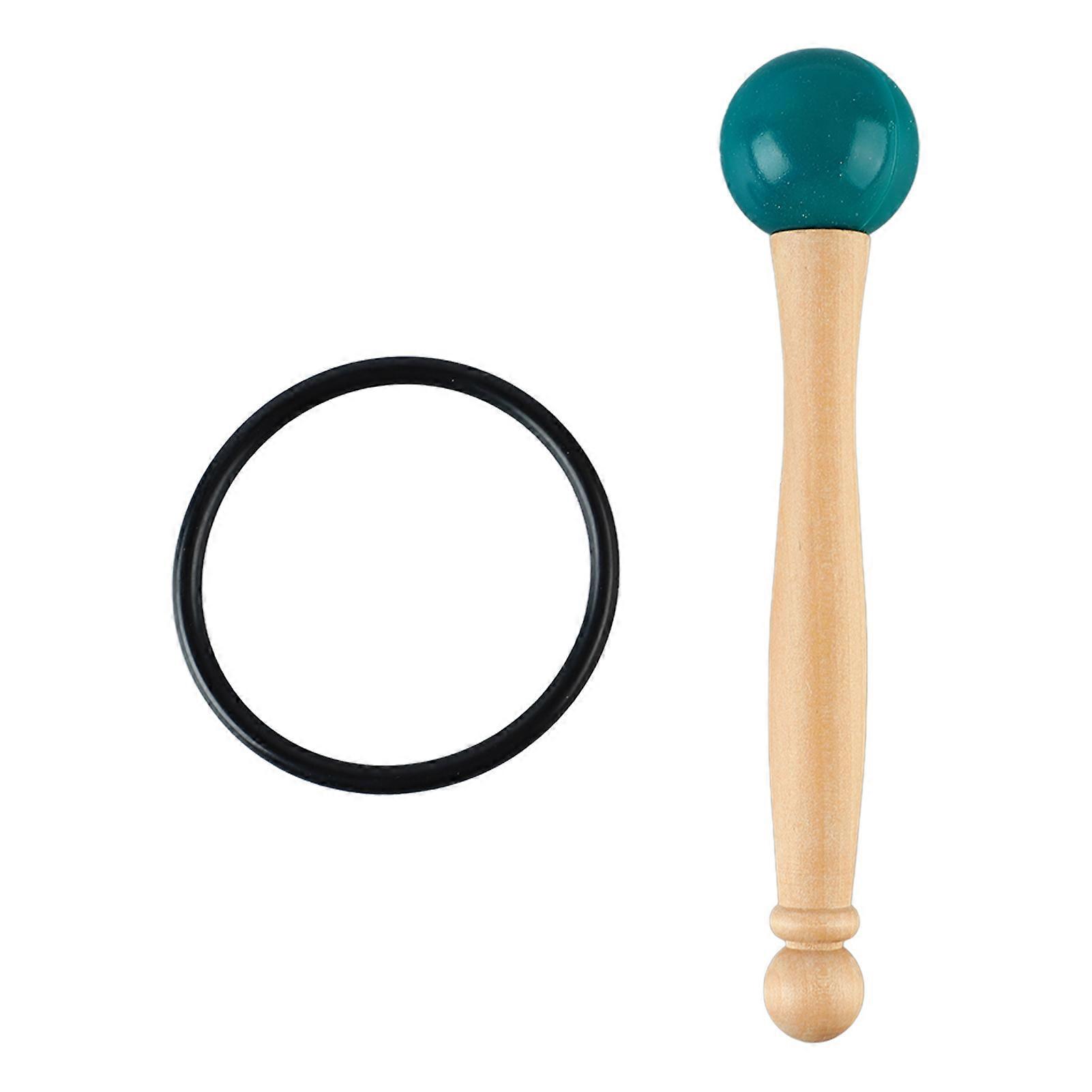 Cantando Tigela Mallet Madeira Handle Cabeça de Borracha Clear Beautiful Sound Percussion Stick com anel de borracha Verde
