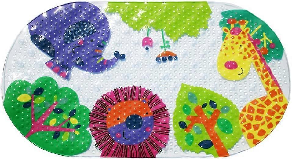 Children's cartoon bath mat with suction cup,Bath Non-Slip Shower Mat - 69 x 38 cm (fish)