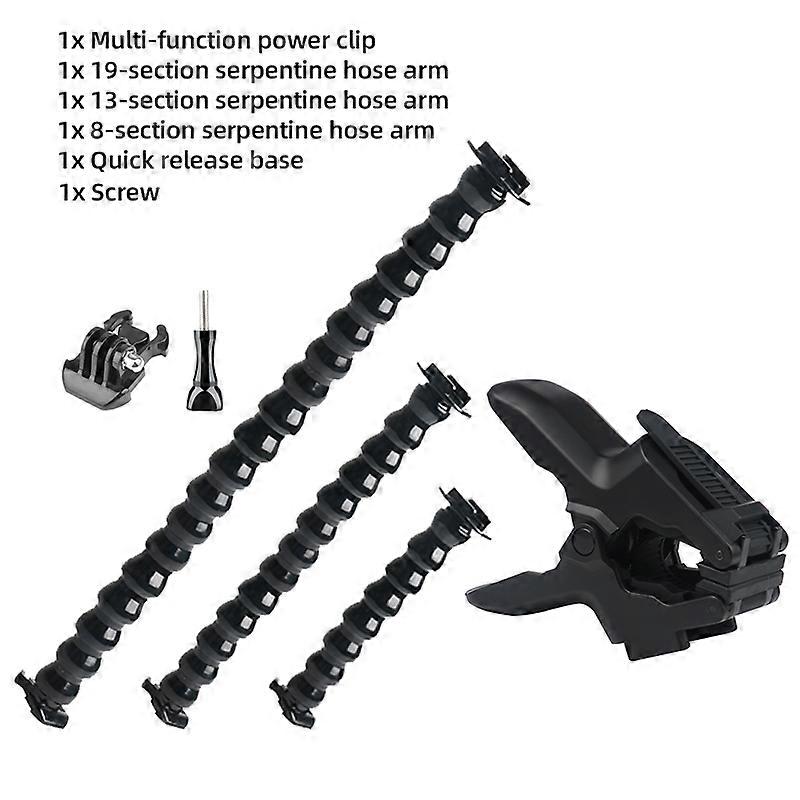 Action Camera Multifunctional Clamp Serpentine Hose Arm Quick Release Base Screw Set For GoPro Hero 11 10 9 AKASO EKEN YI