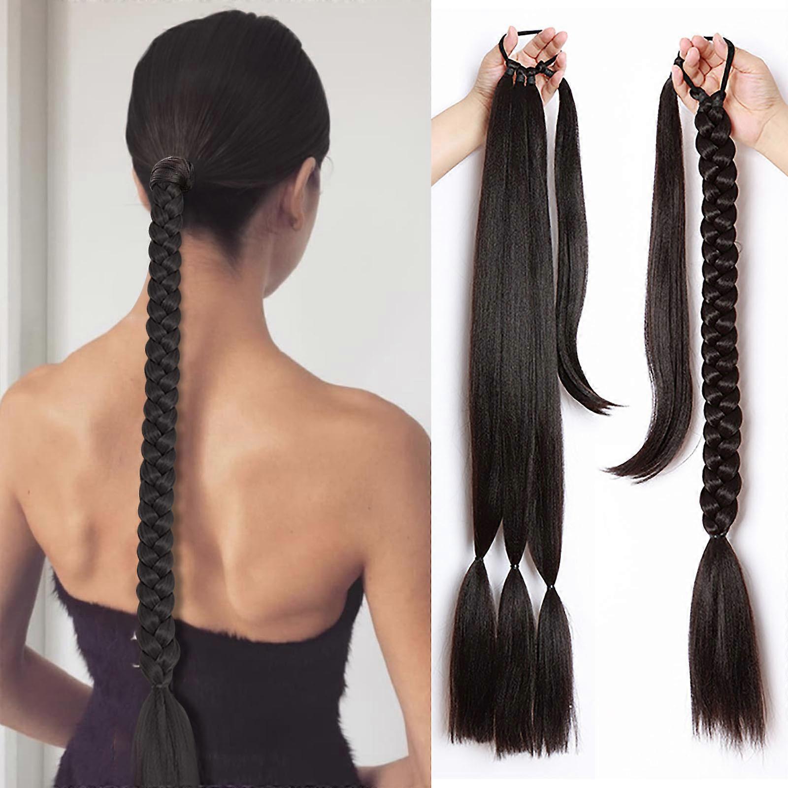 Perruques pour femmes Extensions de tresses en queue de cheval Tresse, Extension de cheveux Tresse Cheveux synthétiques pour tresser Extensions de cheveux en queue de cheval, Prothèse longue pour femmes 80