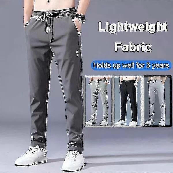 Ανδρικά Παντελόνια Από Μετάξι Πάγου Loose Straight Casual Ανδρικό Καλοκαίρι Λεπτό Παντελόνι Γρήγορο Στέγνωμα Ελαστικό Ανδρικό Αθλητικό Παντελόνι