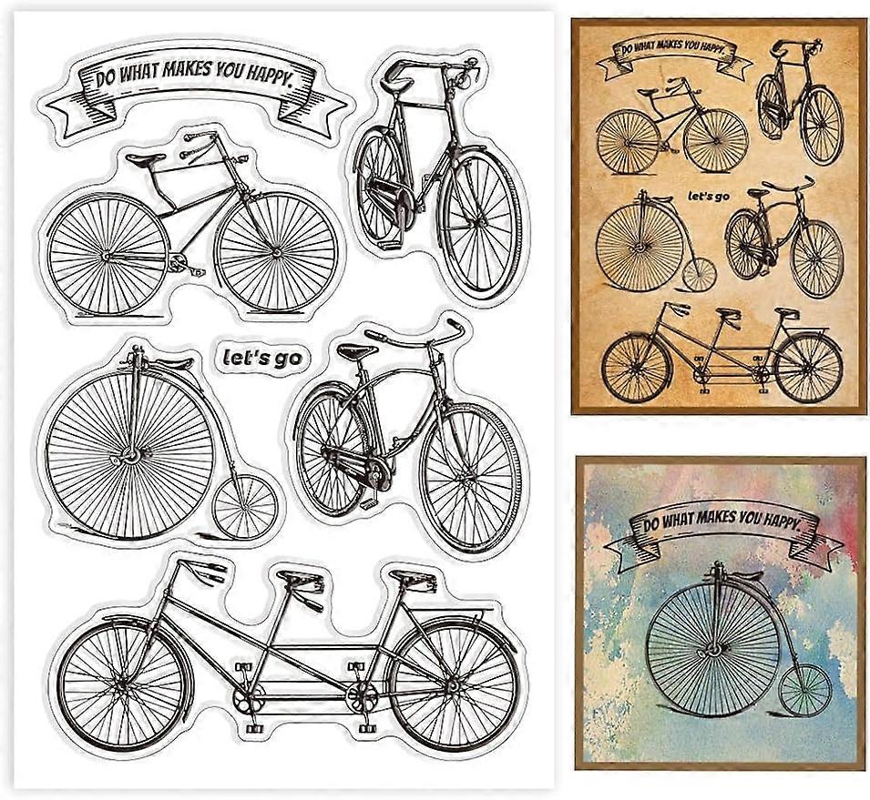 1Sheet Retro Bicycles Silicone Clear Stamp Seals