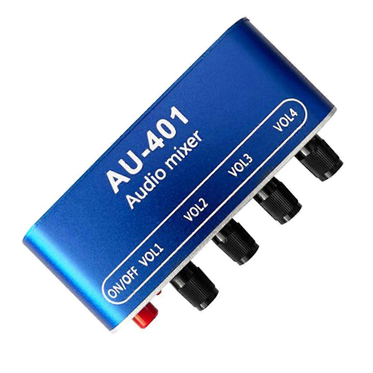 DC 5V-12V AU-401 Stereo Audio Mixer 4 Input 1 Output Individually Controls Board Sound Mixing DIY Headphones Amplifier