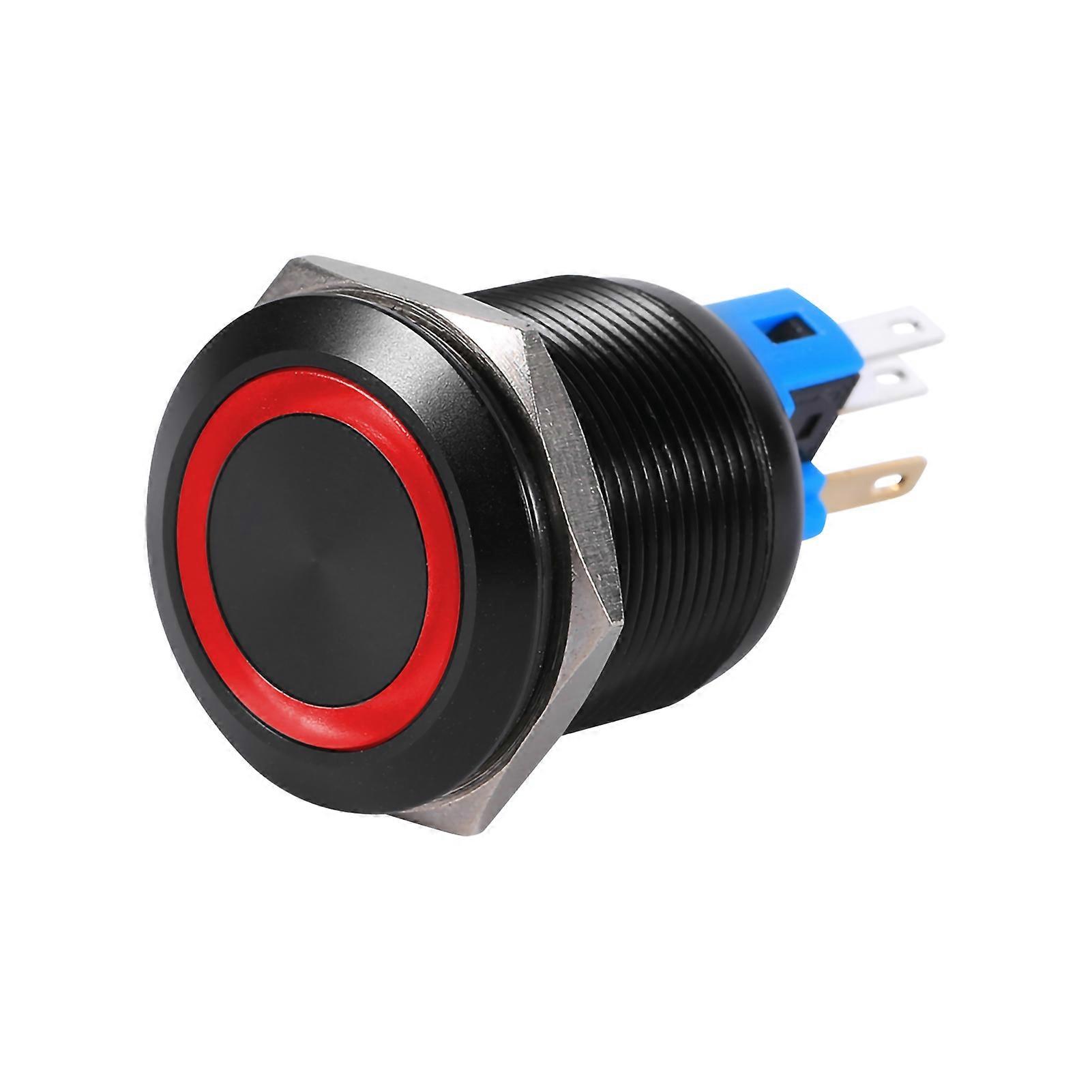 22mm 12V-24V Waterproof Selflocking Latching Push Button Switch Red LED