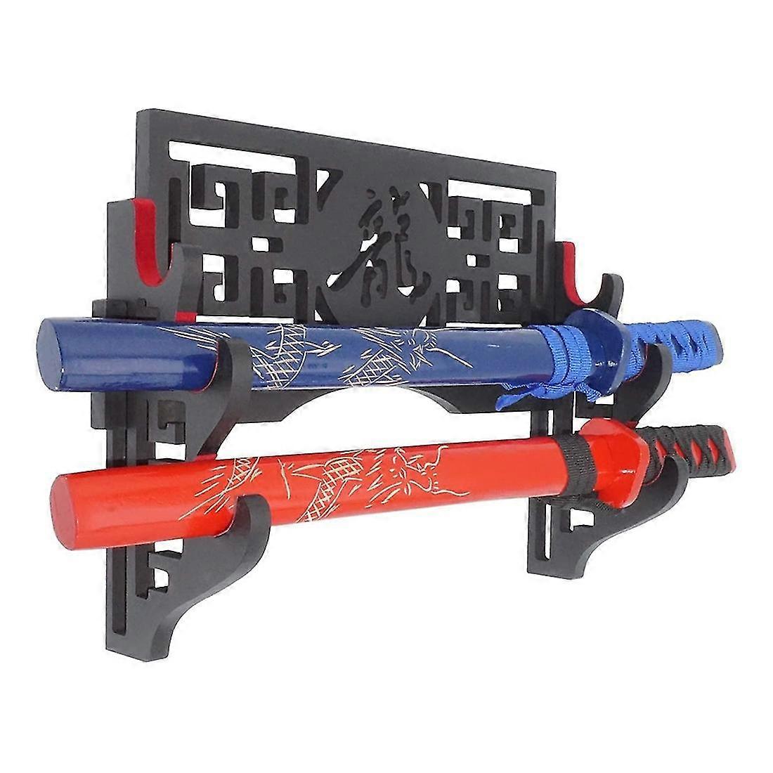 thumbnail image 2 of Ekkhysis Kylin Sword Wall Mount 3-Tier Velvet Padded Hook Katana Holder 2 of 14