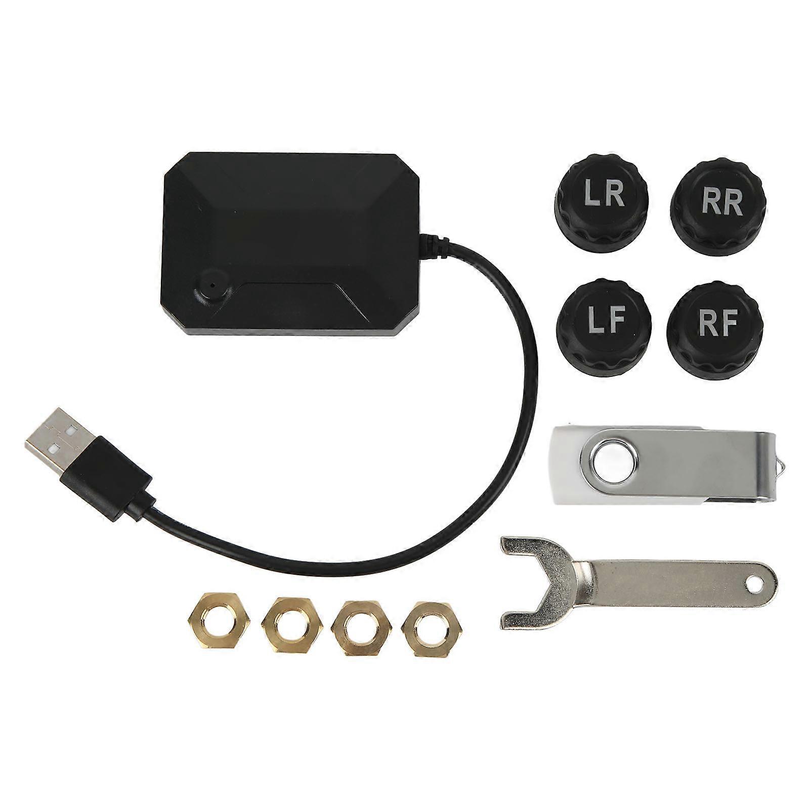 USB Tire Pressure Monitoring System Large Screen Display Stable Signal Wireless TPMS for Car RV Truck